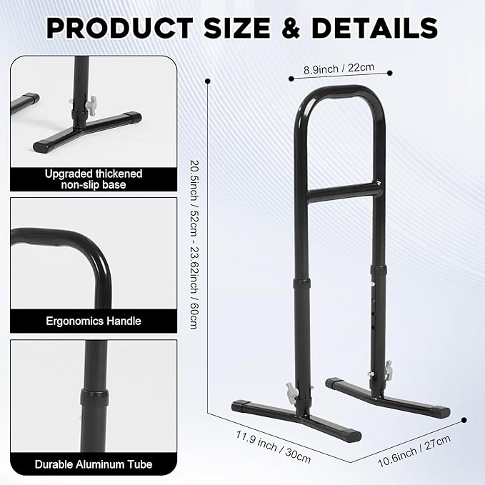 Standing Assist Aid for Elderly from Floor, 4 Levels Height Adjustable Lightweight Aluminum Alloy Mobile Daily Living Support Tool for Old People, Pregnant, Patients