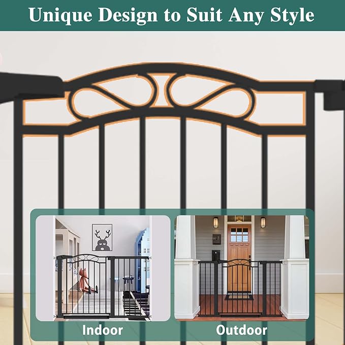 Fairy Baby 70.9"-76.3" Extra Wide Baby Gate for Stairs Doorways, Pressure Mount Pet Gate Auto Close Safety Child Gate, Long Large Dog Gate Indoor for House, 71 72 73 74 75 76 Inches Wide, Black