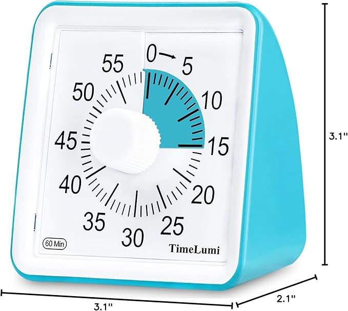 60-Minute Visual Timer for Kids, Time Management Tool Study Classroom Timer, Home Edition Silent Countdown Timer for Toddler, Teachers and Adults (Blue)