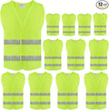 zojo Normal Visibility Safety Vests,12 Pcs, Adjustable Size,Lightweight Mesh Fabric, Wholesale Safety Vest for Outdoor Works, Fits for Men(Neon Yellow Updated)