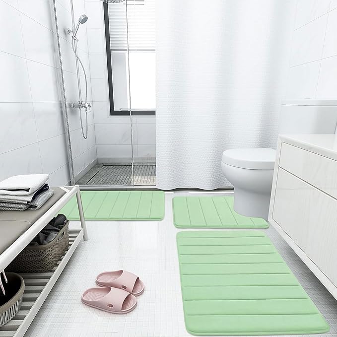 Buganda Memory Foam Bath Mat, 55" x 24", Ultra Soft and Non-Slip Bathroom Rugs, Water Absorbent and Machine Washable Bath Rug Runner for Bathroom, Shower, and Tub, Sage Green