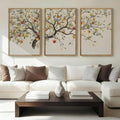 IAPTTOP Large Neutral Botanical Wall Art 16x24 Inch Beige Fall Wood Tree Canvas Wall Decor Rustic Farmhouse Leaves Wall Painting Art Print for Kitchen Living Room Set of 3