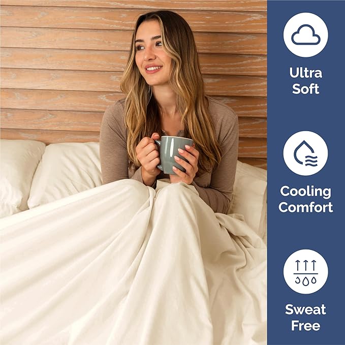Cal King 6 Piece Sheet Set - Cooling & Breathable Bed Sheets - Hotel Luxury Bed Sheets for Women, Men, Kids & Teens - Deep Pocket Bedding w/Easy Fit - Soft & Wrinkle Free - Cal King Off White Sheets