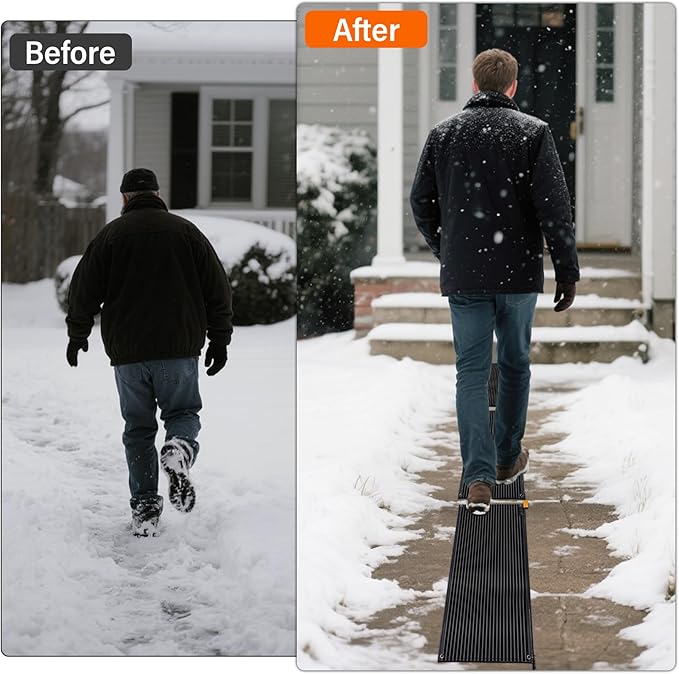 Snow Melting Mats Outdoor 36 x 72 inch, Non-Slip Heated Outdoor Mats 730 W 120V, Heated Driveway Mats with UL and ETL Certificate Power Cord, Suitable for Most Entryways