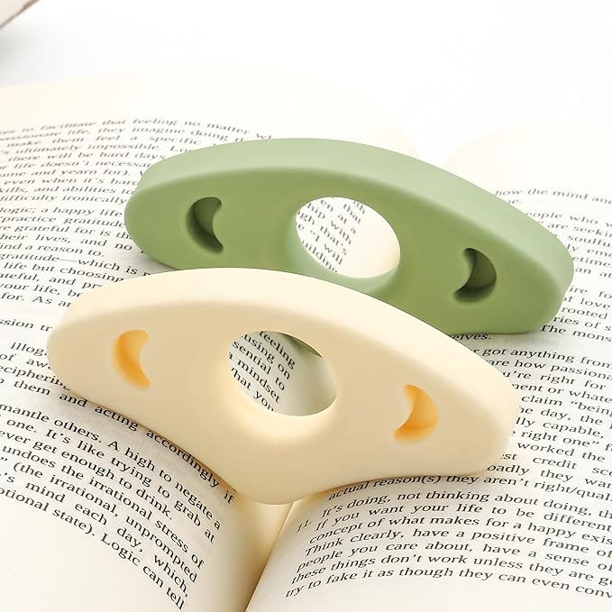 Book Page Holder, 2 Pack Breathable Silicone Thumb Page Holder for Reading, Ideal Book Reader Gifts and Reading Accessories (Small Size, Orange)