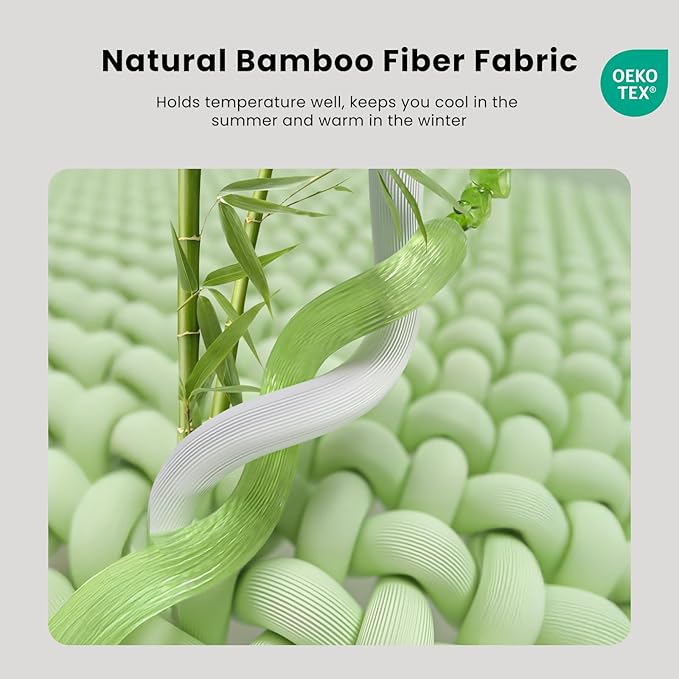 Bamboo Mattress Topper Full Size 4 Inch, Cooling Gel & Bamboo Charcoal Memory Foam Mattress Topper for Back Pain Relief, Firm Dual-Layer Foam Bed Pad with Removable Cover