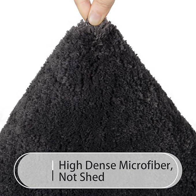 LOCHAS Bathroom Rug Set Dark Grey, Soft Bath Rug Set 2 Piece, Toilet Mat U-Shaped 20x20 and 34x20 Bath Rugs, Quickly Dry Mats for Bathroom, Tub, Washable, Super Absorbent Floor Mat