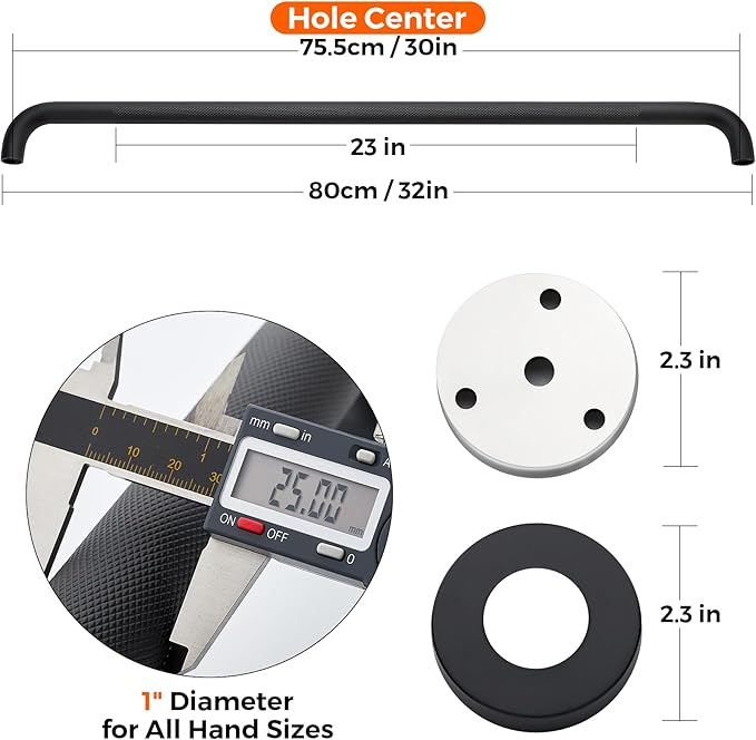 Grab Bars for Shower, 1 Pack 32-Inch Anti Slip Shower Handles for Elderly, Safety Shower Grab Bar, Stainless Steel Handicap Grab Bars for Bathroom (Black 1" Diameter)