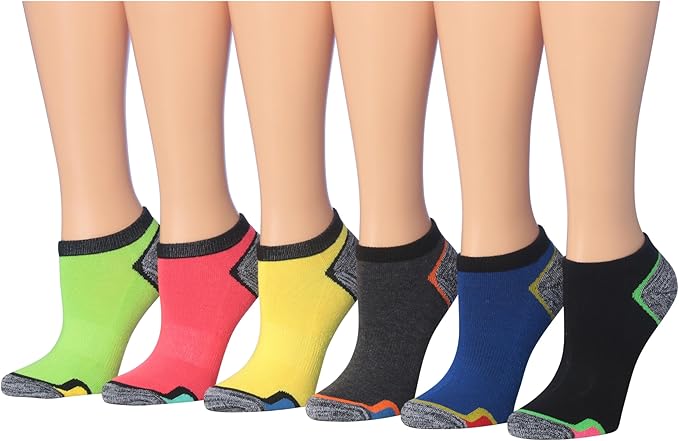 Tipi Toe Women’s 6-Pack Athletic Cushioned Running Ankle Socks – Soft, Breathable Fabric with Arch Support for Comfort