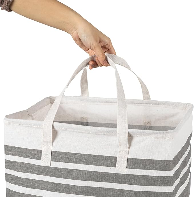 2 Pack Laundry Baskets 75L Large, Waterproof Freestanding Collapsible Laundry Hamper with Reinforced Handles, Grey Clothes Hamper for Dorm, Bathroom, Bedroom, Laundry Room