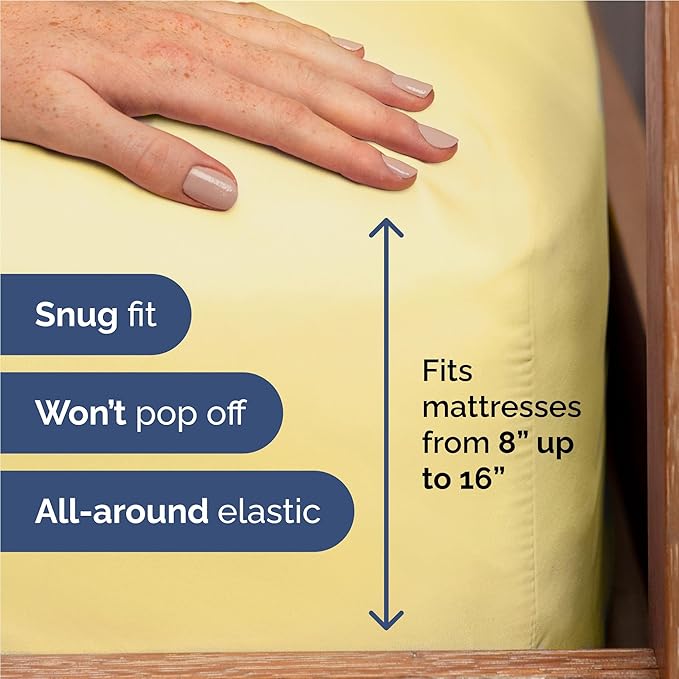 Full 6 Piece Sheet Set - Cooling & Breathable Bed Sheets - Hotel Luxury Bed Sheets for Women, Men, Kids & Teens - Comfy Bedding w/Deep Pockets & Easy Fit - Soft & Wrinkle Free - Full Yellow Sheets