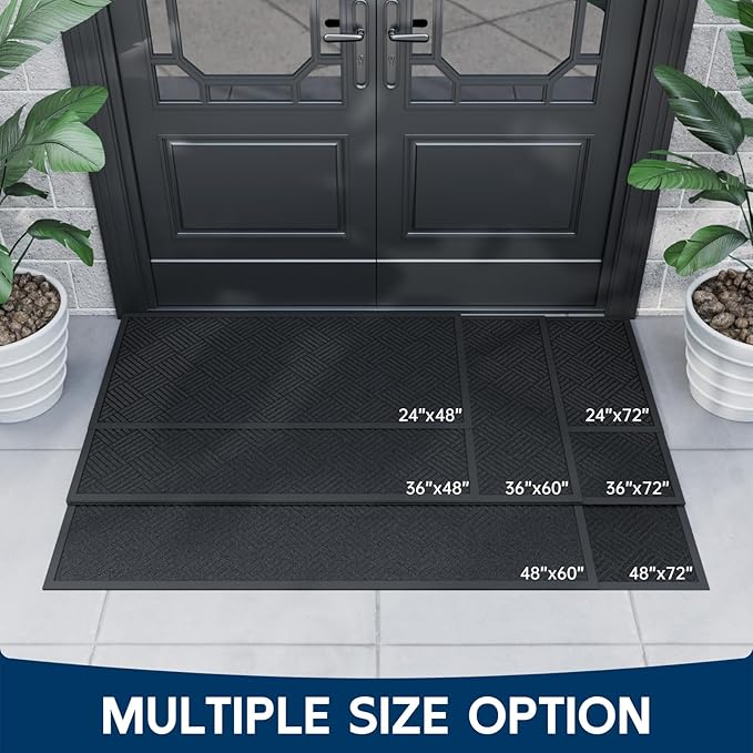 Front Door Mat Outside Entrance, 4' x 2' Heavy Duty Indoor Outdoor Door Mats for Entryway, Trap Dirt Outdoor Doormat Low Profile, Non Slip Welcome Mats for Front Door, Artificial Grass