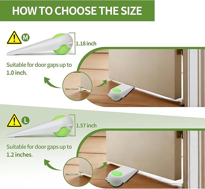 Door Stoppers for Bottom of Door, Rubber Door Stopper Wedges, Door Holders for All Types of Surfaces, 2 Pack Magic Ball Door Stops, Combo Pack, Beige and Green