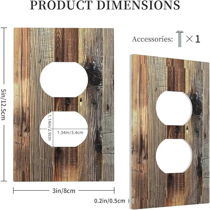 Barn Brown Wood Rustic Weathered Wood Print Outlet Covers 1 Gang Duplex Light Switch Cover Decorative Switch Plates Electrical Receptacle Faceplate Wall Plate for Farmhouse Home Decor