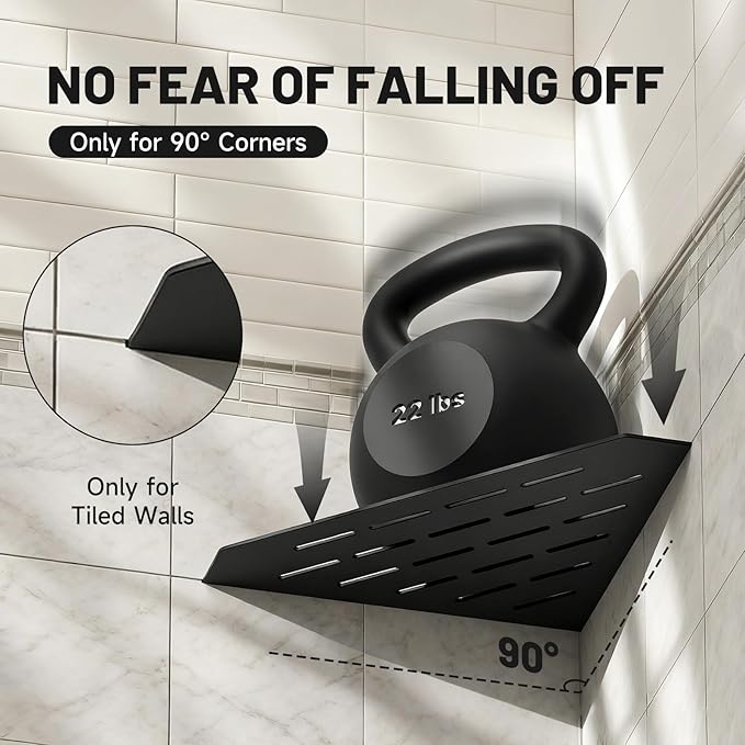 Corner Shower Shelves 10" 2 Pcs, 304 Stainless Steel Shower Corner Shelf Wall Mount Triangle Shower Caddy for Bathroom, Kitchen Organization, Matte Black
