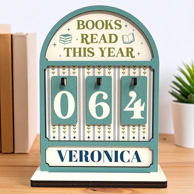 Personalized Reading Tracker Sign, Books Read This Year Counter Up to 999 Books, Bookish Gift for Women, Book Lovers, Librarians, Writers, Teachers, Bookshelf Accessories, Home Library Decor