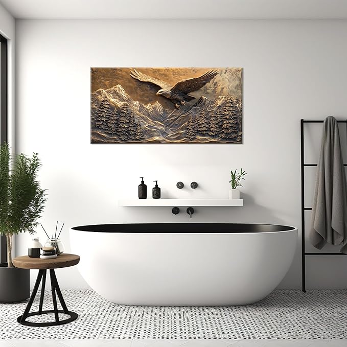 Brown Retro Country Eagle Wall Art for Living Room Canvas Painting Prints Rustic Mountain Sky Vintage Art Deco Modern Artwork Office Bedroom Farmhouse Decor Large
