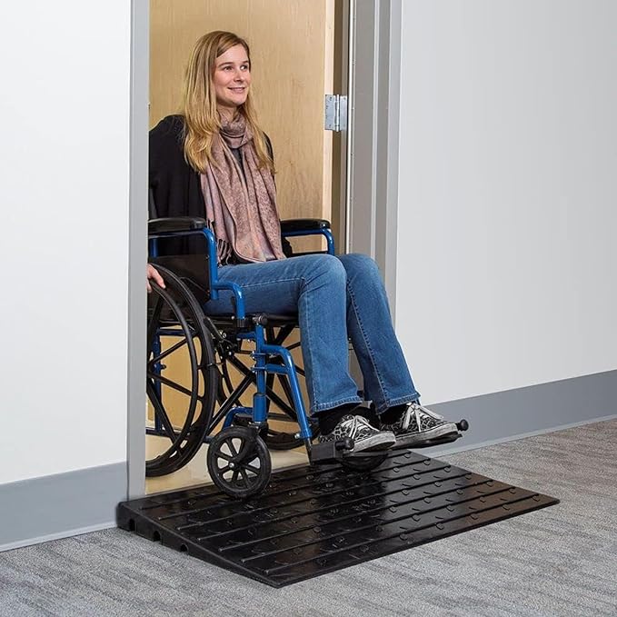 Silver Spring 2.5" High Rubber 3-Channel Threshold Ramp for Wheelchairs, Mobility Scooters, and Power Chairs, with Slip-Resistant Surface - DH-UP-8