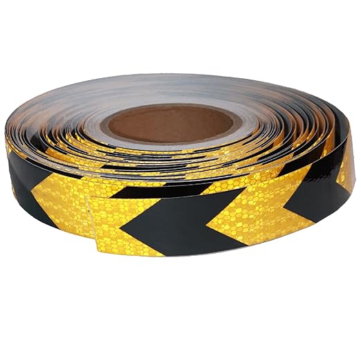 Yellow Black Reflective Tape Outdoor Waterproof 1 inch X 166 feet, High Visibility Hazard Conspicuity Safety Industrial Marking Tape