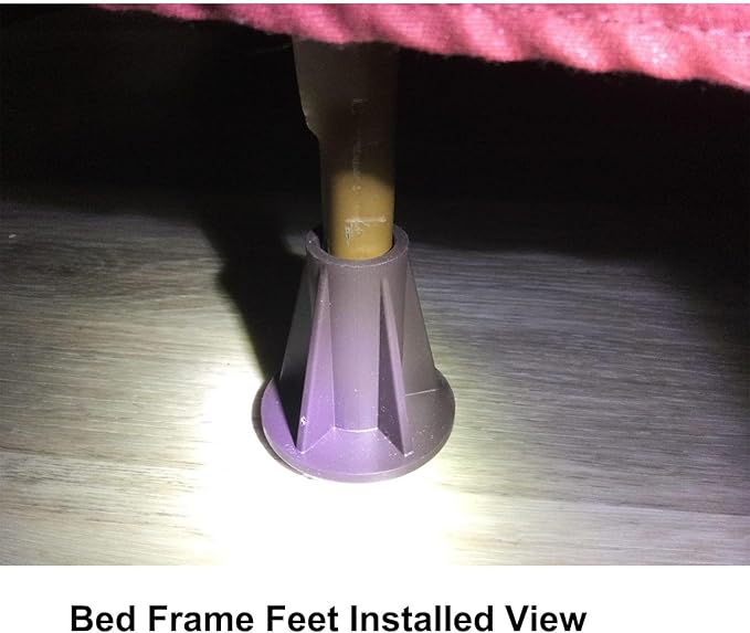 Home's Place Steel Stem Bed Frame Feet to Replace Wheels. Prevent Sliding. Sturdy Bed Frame Feet Replacements with Plastic Inserts. Set of 4