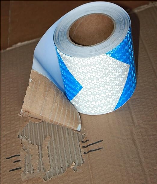 Reflective Tape Blue and White Outdoor Waterproof 20 inch, High Visibility Hazard Conspicuity Safety Industrial Marking Tape (66 feet)