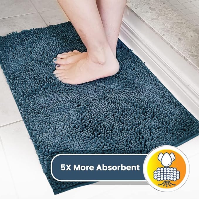 Muddy Mat® Shown on TV – Super Absorbent Door Mat Indoor, Microfiber Quick Dry Chenille Entryway Rug, Non-Slip Front Door Mat, Indoor Mats for Entryway, Machine Washable Pet Rug, Atlantic Blue 36"x72"