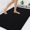 Arotive Bathroom Rugs 47x32, Extra Soft Absorbent Shaggy Chenille Bath Rugs, Machine Washable Rubber Backing Non-Slip Bath Mats for Bathroom Floor Tub and Shower, Home Decor Accessories, Black