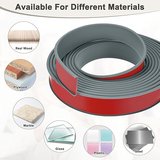 U-Shape Edge Banding, 1.18 Inch x 16.4 FT Self Adhesive Rubber Edge Trim Flexible TPE Corner Protector for Desk/Shelves/Furniture/Countertop/Table/Cabinet/Plywood [Gray]