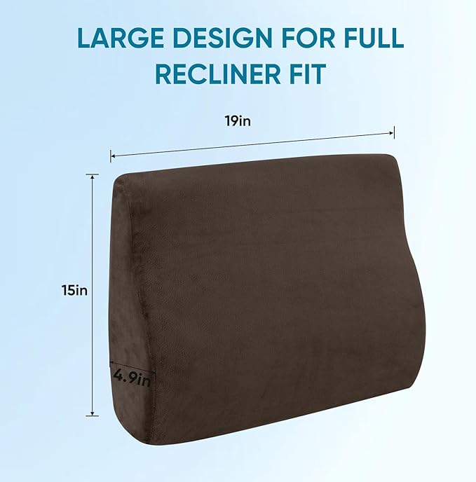 Back Support Pillow for Recliner Chair, Memory Foam Couch Back Cushions Ergonomic Large Lumbar Support Pillow for Lower Back Pain Relief, with Soft Velvet