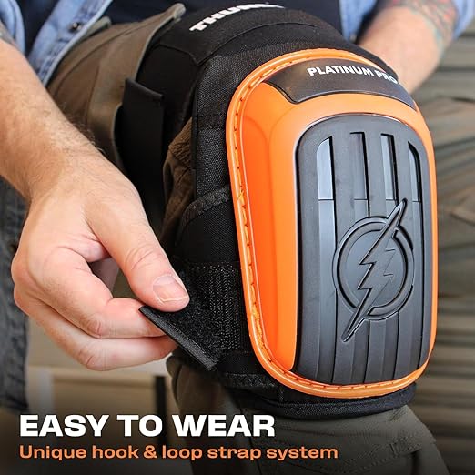 Thunderbolt Knee Pads for Men Construction Knee Pads for Work for Men and Women with Double Gel for Gardening Flooring Roofing Heavy Duty with Extra Thick Foam and Strong Adjustable Non-Slip Straps