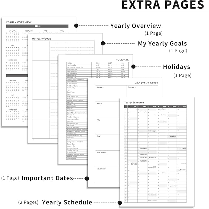 AHGXG 2026 Planner, Weekly and Monthly Planner for Women, Jan 2026 - Dec 2026, Medium Size (5.7" x 8.3"), Calendar 2026, Hardcover with Monthly Tabs, Spiral-Bound, Black-Starry Sky