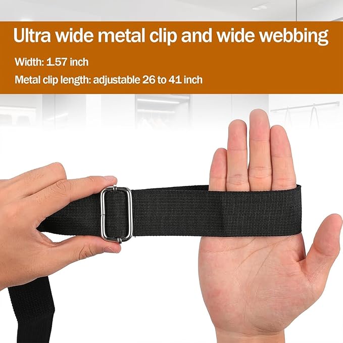 2-Pack Dressing Aid Clips for Pants – One-Hand Pants Assist Tool for Elderly, Disabled & Post-Surgery – Adjustable 26"-41" Metal Clip with Nylon Strap (Black)