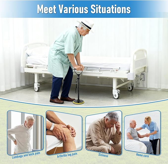 Mobility Aid Tool, 5 Height Adjustable Standing Assist Devices, Stand Assist Aid for Elderly, Elderly Lift Assist Supports Equipment for Gardening Weeding Floor Maintenance
