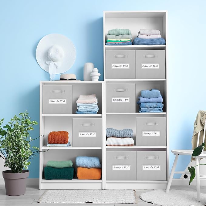 artsdi Fabric storage cubes (8 Pack) 11 Inch Cube Storage Bin, cube organizer bins with 8 Labels Window Cards & a Pen, Foldable cube organizer bins and Storage Box, Light Grey
