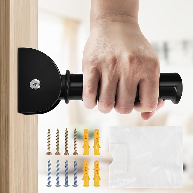 NINEMAX Doorway Assist Handle for Stairs, Flip Up Folding Grab Bar for Wall, Foldable Safety Grab Handle for Elderly/Handicap or People with Balance Issue, Metal Grip Handrail for Seniors