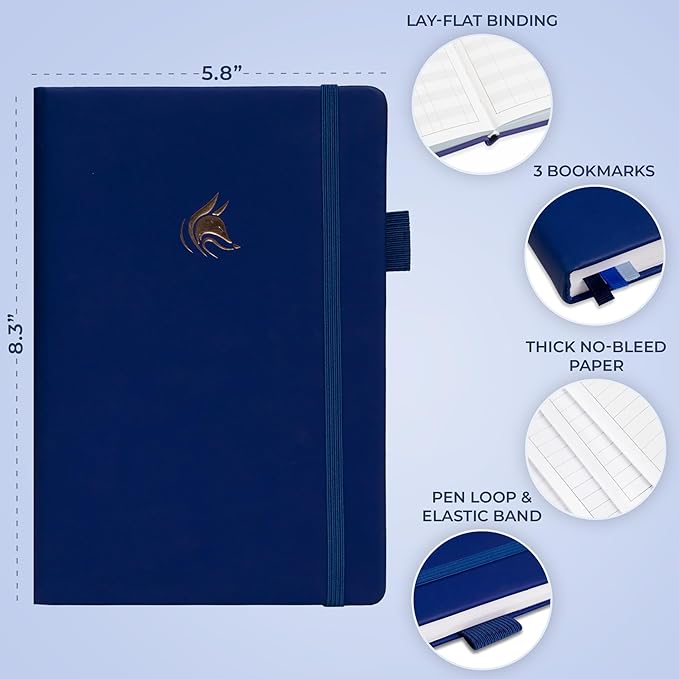 Clever Fox Dated Planner Premium 2026 – Weekly Agenda for Planning & Time Management –Notebook with Habit Tracker & To-do List (Navy Blue)