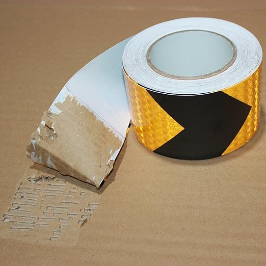 Yellow and Black Reflective Tape 3 inch X 166 feet, Outdoor Waterproof Hazard Conspicuity Warning Industrial Marking Tape