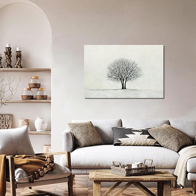 Canvas Wall Art Decor Wall Pictures for Living Room Canvas Art Wall Decor Large Black and White Wall Art Prints Minimalist Tree Wall Art Artwork for Walls Home Office Aesthetic Wall Art Decor 32" x 48"