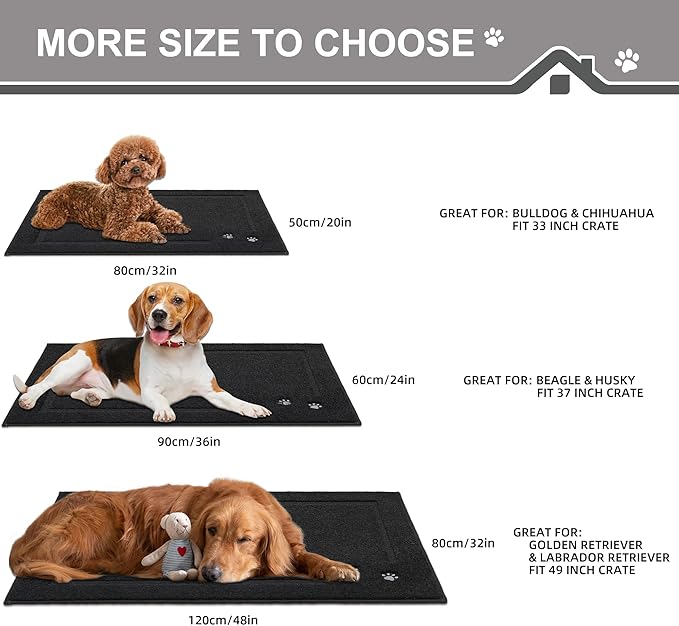 BEQHAUSE Dog Door Mat for Muddy Paws 20"x32" Dirt Trapper Absorbent Doormat Non Slip Entryway Rugs Washable Stain Resistant Welcome Floor Mat Soft Low-Profile for Front Back Door, Black