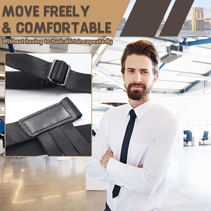 STAY GENT Mens Shirt Stays Adjustable Elastic Shirts Tucker Shirt Garter for Men Police Keep Shirt Tucked