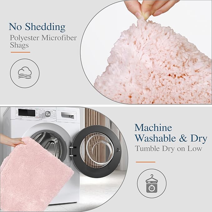 Walensee Large Bathroom Rug (24 x 40, Blush) Extra Soft and Absorbent Shaggy Mat Machine Washable Microfiber Non Slip Luxury Floor Mat
