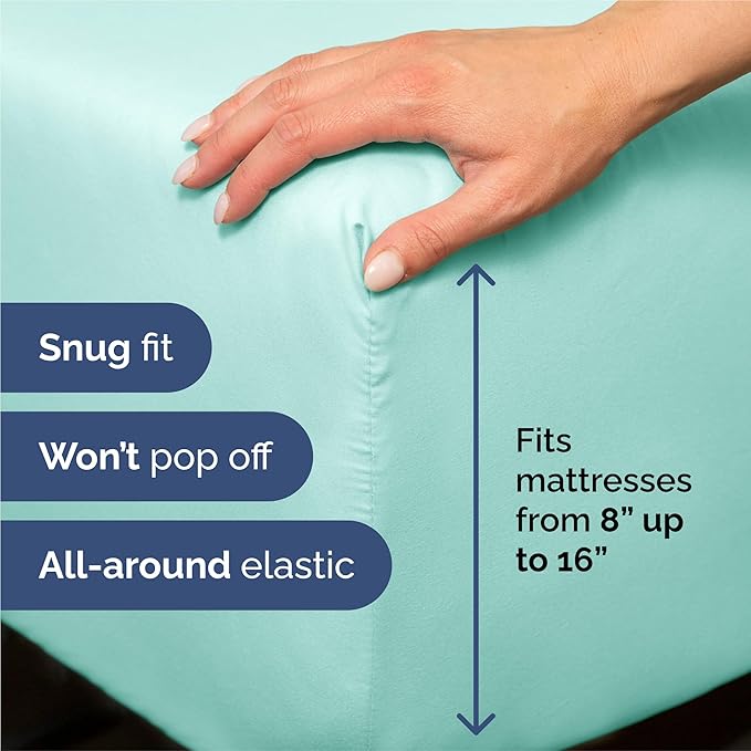 King 6 Piece Sheet Set - Cooling & Breathable Bed Sheets - Hotel Luxury Bed Sheets for Women, Men, Kids & Teens - Comfy Bedding w/Deep Pockets & Easy Fit - Soft & Wrinkle Free - King Spa Blue Sheets