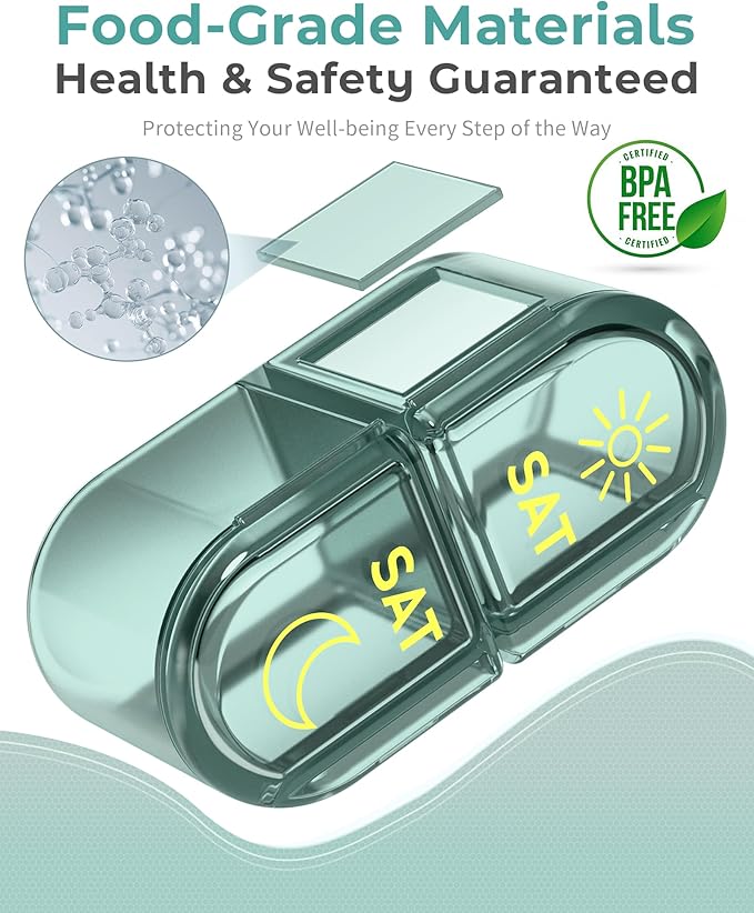 𝐏𝐢𝐥𝐥 𝐎𝐫𝐠𝐚𝐧𝐢𝐳𝐞𝐫 𝟐 𝐓𝐢𝐦𝐞𝐬 𝐚 𝐃𝐚𝐲, Am & Pm Pill Organizer 7 Days, Meicine Pill Organinzer, Pill Box 7 Day, Weekly Pill Organizer for Travel, Vitamins, Fish Oils, Supplements