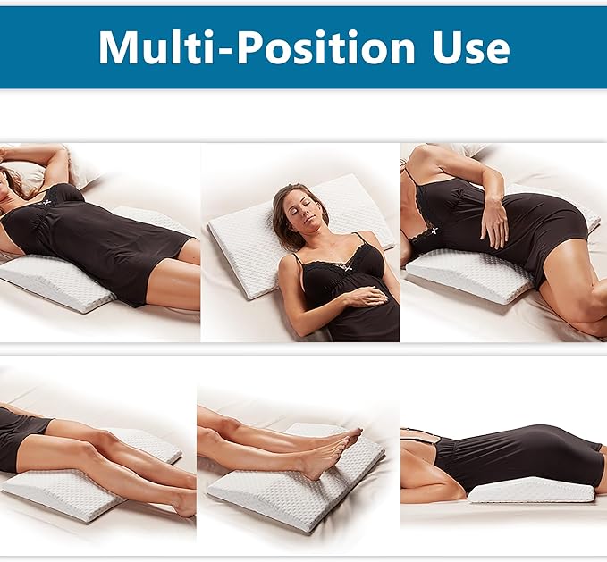 ComfiLife Lumbar Support Pillow for Sleeping Memory Foam Pillow for Back Pain Relief - Side, Back and Stomach Sleepers- Triangle Wedge Pillow - Bed Rest Pillow - Medium-Soft (White, Standard)