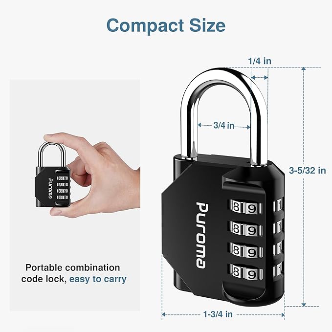 Puroma 2 Pack Combination Lock for Locker 4 Digit Outdoor Waterproof Padlock for School, Gym, Sports, Fence, Toolbox, Gate, Case, Outdoor, Hasp Storage, Cabinets (Red & Black)