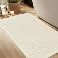 Hiasan Waffle Bath Mat, Super Absorbent Non Slip Bathroom Boho Rug with Tassels, Machine Washable Bath Mats for Bathroom, Ultra Soft Rubber Backed Rug, White, 20 x 32 Inches