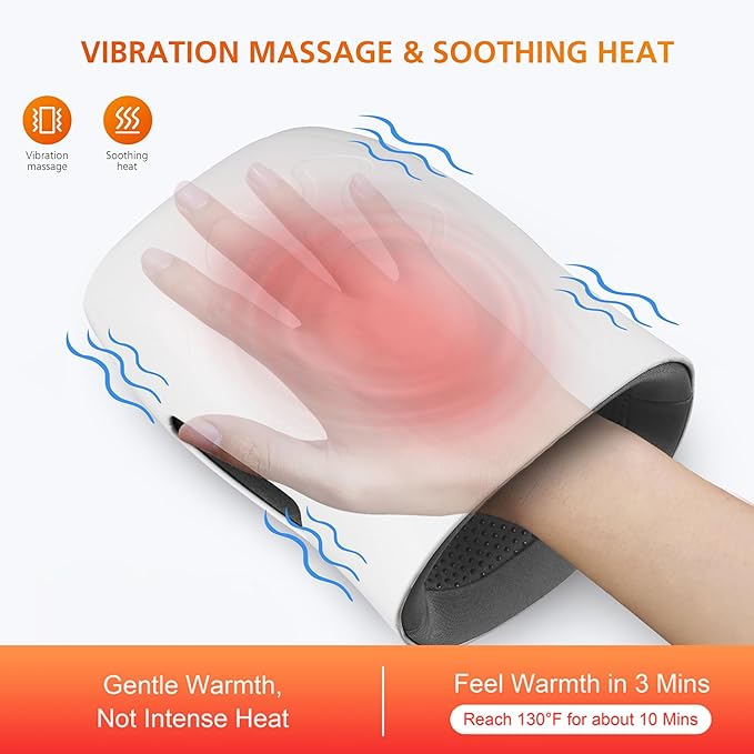 Snailax Cordless Hand Massager with Heat and Compression, Vibration, Hand Massager, 3 Compression Intensities, Rechargeable, Gifts for Women, Men, Mom