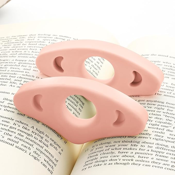 Book Page Holder, 2 Pack Breathable Silicone Thumb Page Holder for Reading, Ideal Book Reader Gifts and Reading Accessories (Medium Size, Pink)