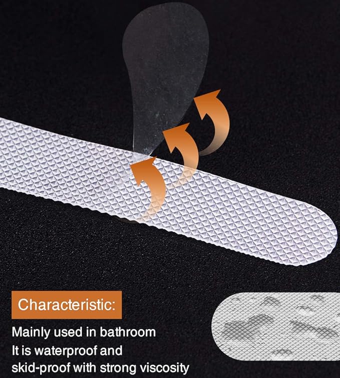 Anti Slip Shower Stickers 24 PCS Safety Bathtub Strips Adhesive Decals with Premium Scraper for Bath Tub Shower Stairs Ladders Boats