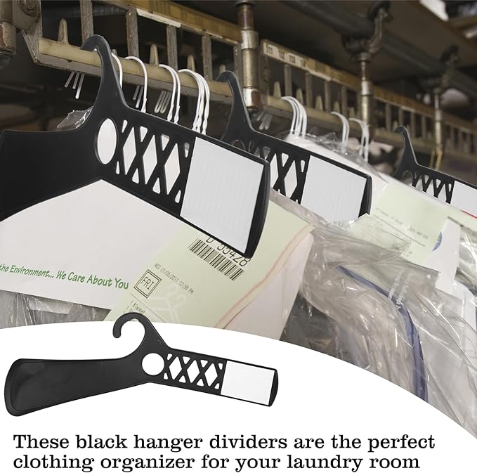 50 Pcs Large Closet Dividers and 100 Pcs White Blank Cards 18 Inch Clothing Rack Size Dividers for Hanging Clothes, Black Garment Rack Tag for Clothes Organization